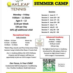 Oakleaf Tennis Summer Camp
