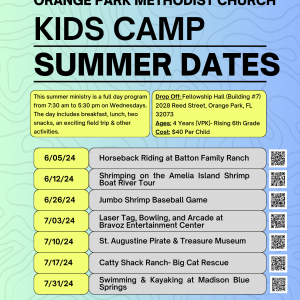 Orange Park Methodist Church Wednesday Summer Kids Camp