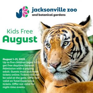 Jacksonville Zoo and Gardens Kids Free August