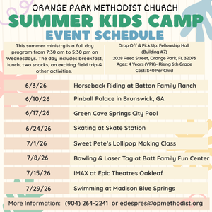 Orange Park Methodist Church Wednesday Summer Kids Camp